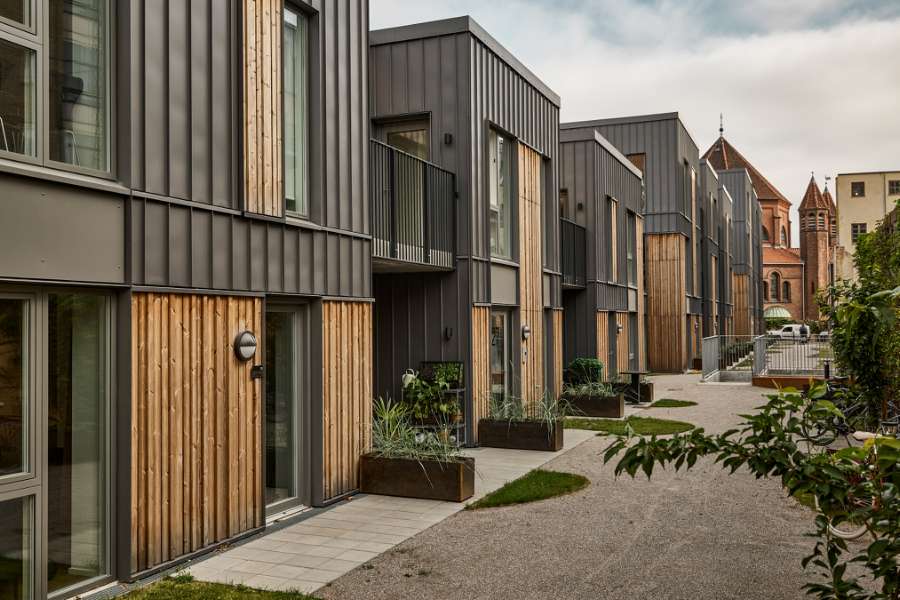Wohnungsbau in Aalborg verkleidet mit DS Nordic Klickfalz 275